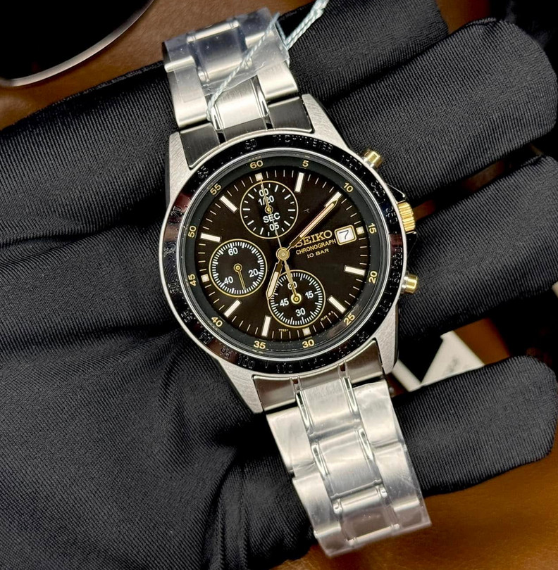 Seiko Spirit Black Dial Chronograph Stainless Steel Men’s Watch SBTQ043