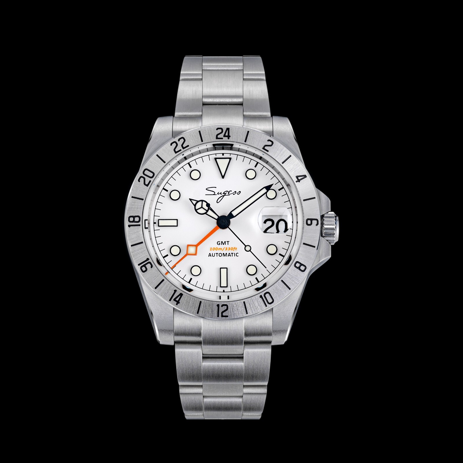Sugess GMT Explorer, White, NH34, Sapphire, Lume, 100m Diver, Diving, BNIB