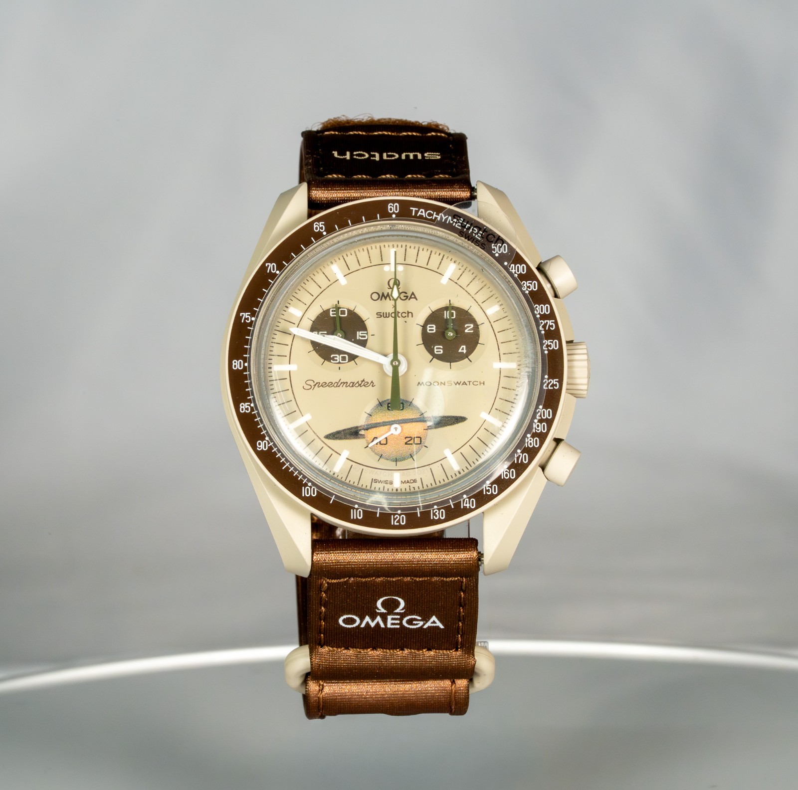 Swatch x Omega Bioceramic Moonswatch Mission To Saturn 42 mm Beige…
