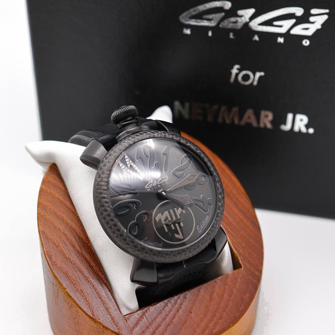 Gaga Milano Neymar Manuale 48mm Manual Wind Black Watch Japan 0711984