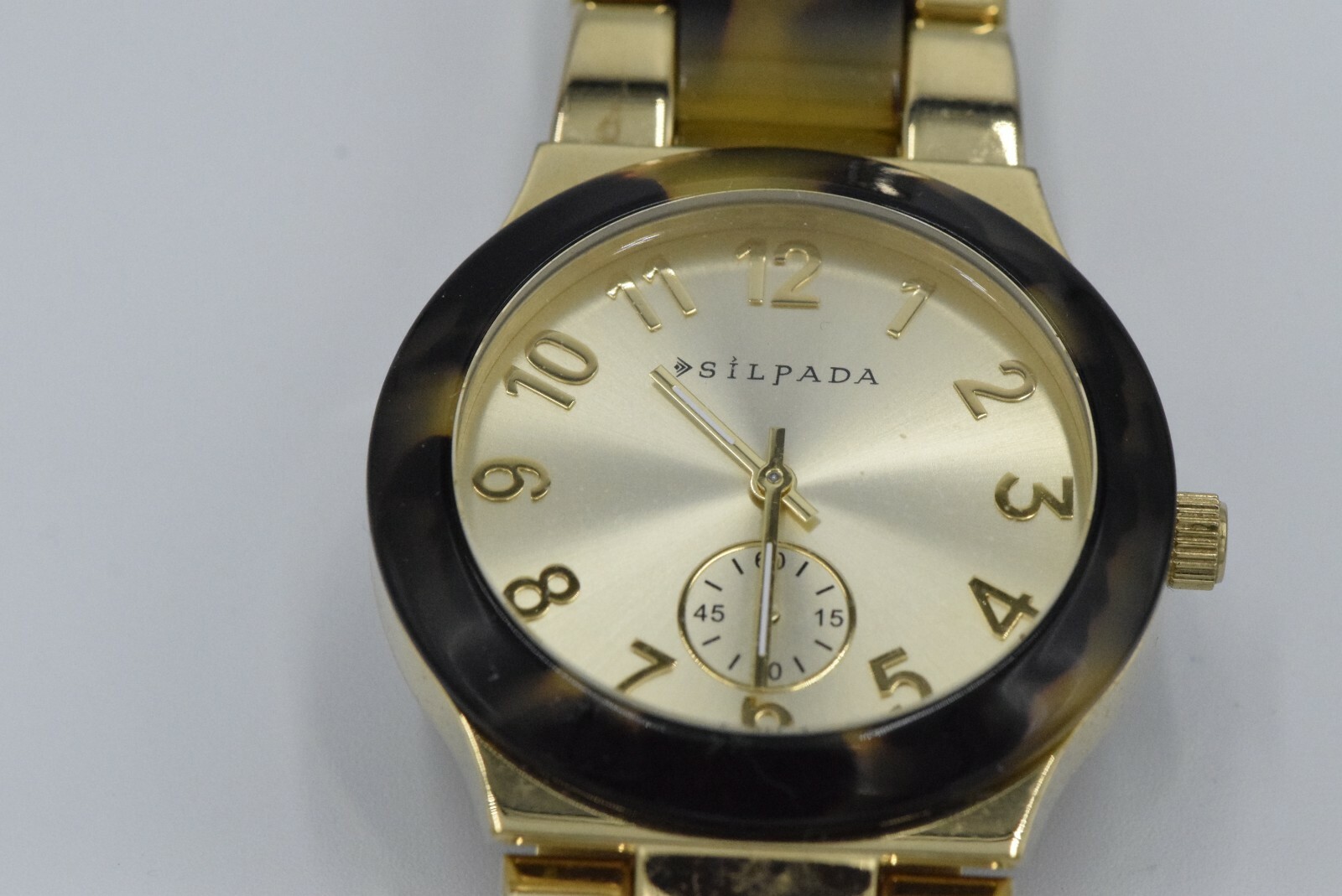 Silpada “Timeless Tortoise” Resin Stainless Steel Gold Watch KRT0016