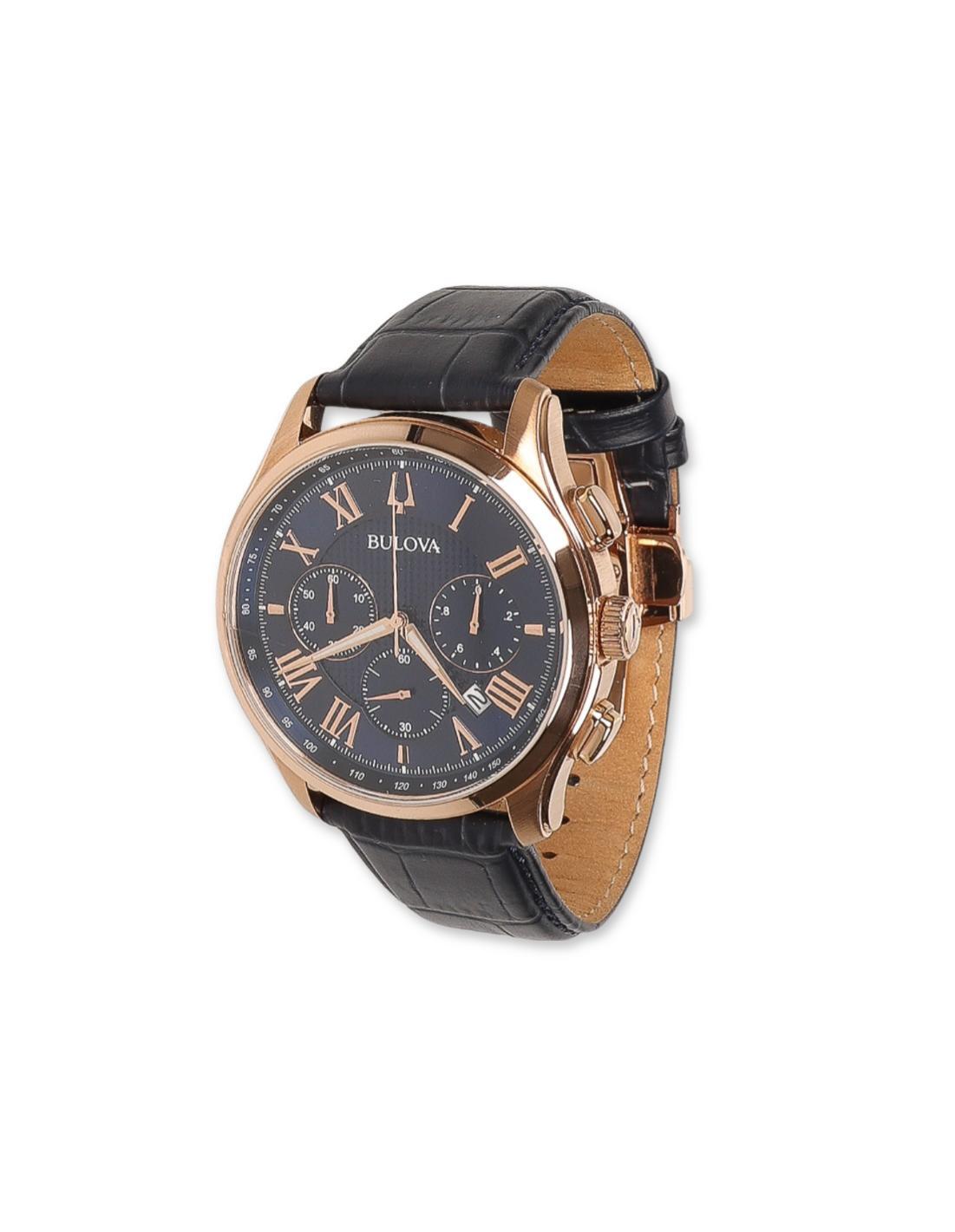 Bulova 302384 Classic Wilton Luminous Hands Sapphire Crystal 43mm Blue Rose Gold