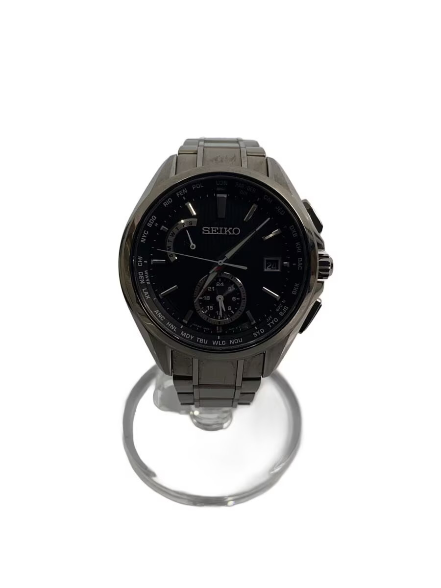 SEIKO Solar Watch Digital Stainless BLK SLV 8B63 0AV0