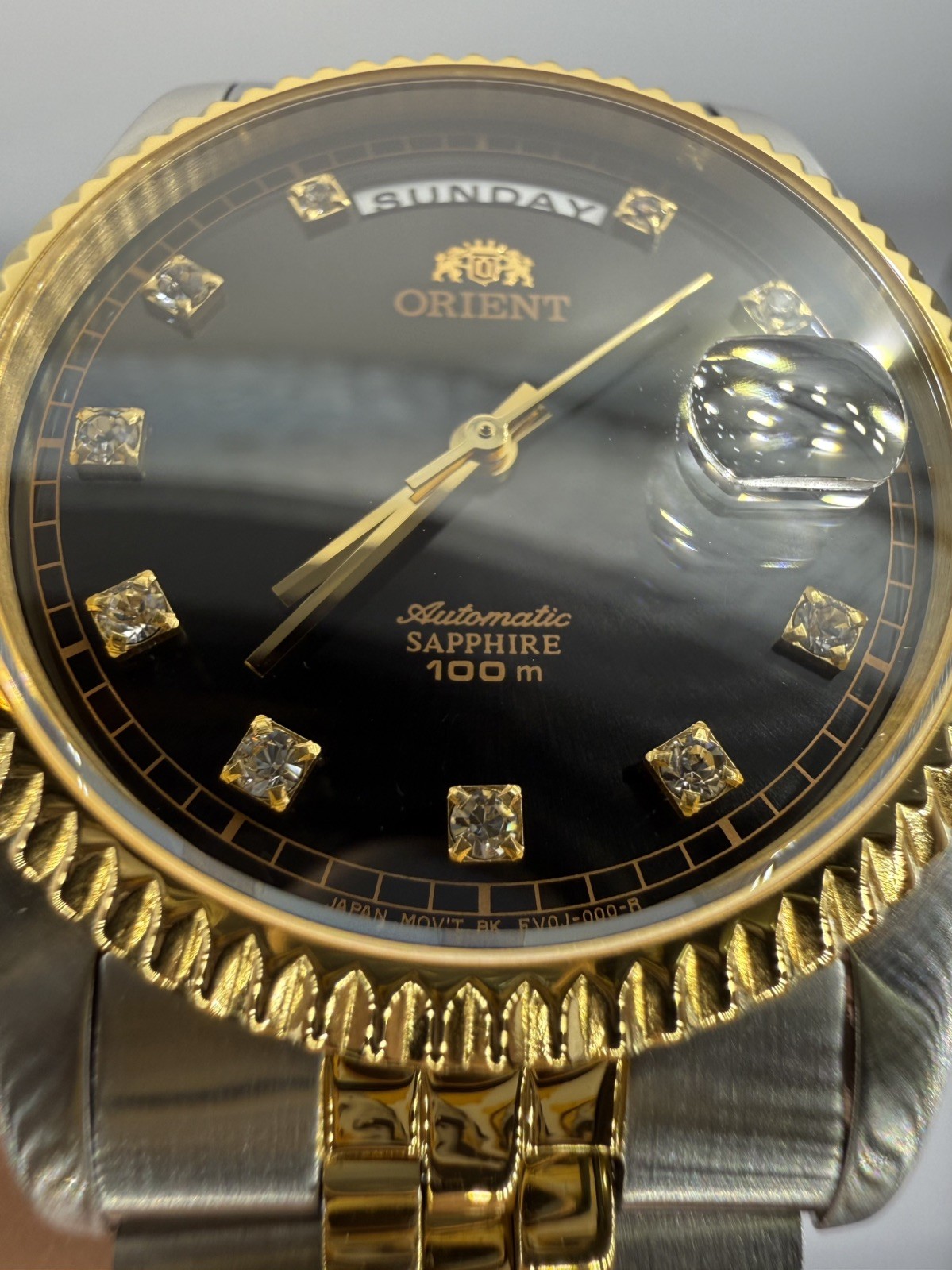 Rare Orient President Day Date Automatic, Two Tone, Black dial, Diamond Indices