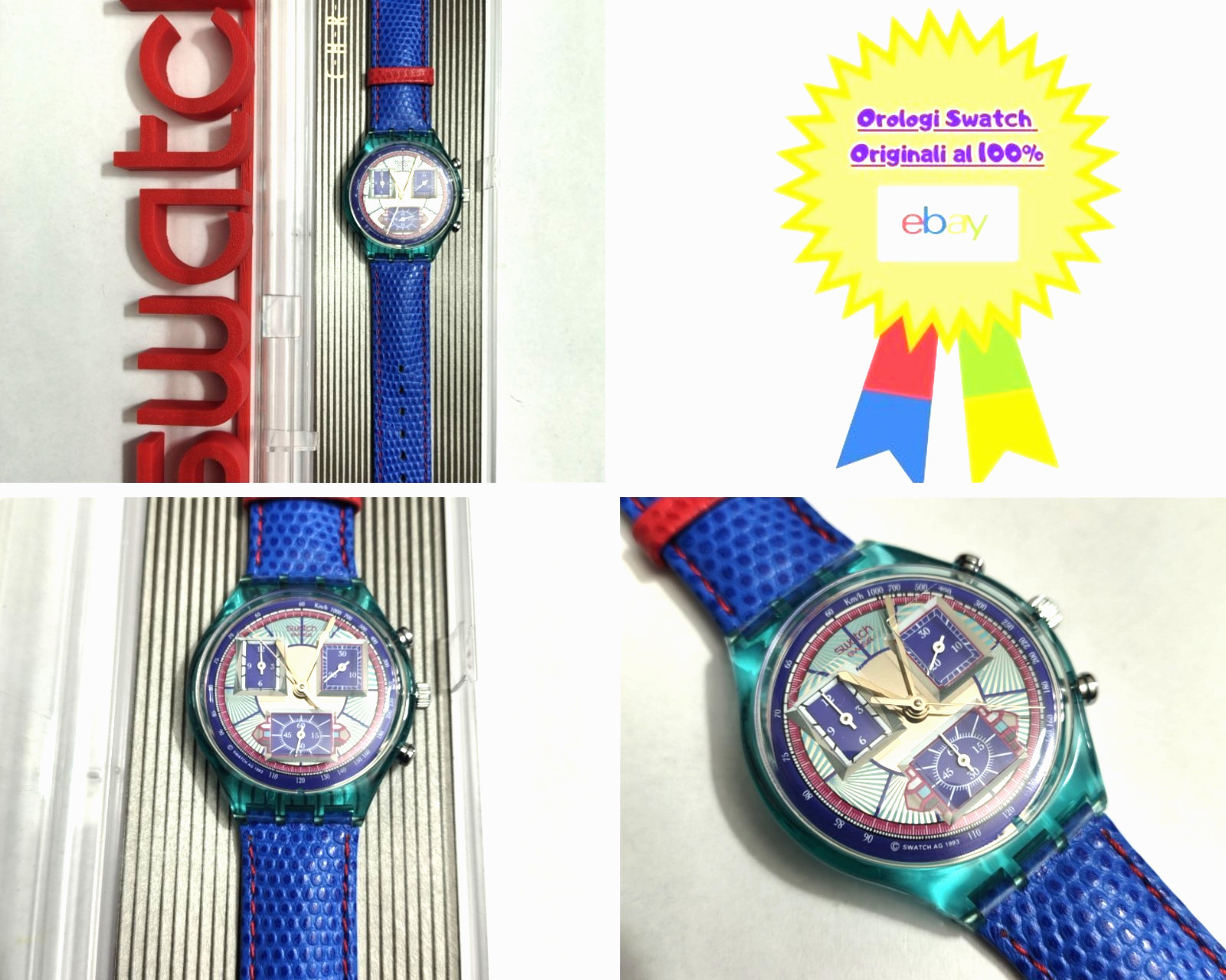 Swatch Chrono New Nos Echodeco SCN112 1994 Vintage Quartz Wrist Watch