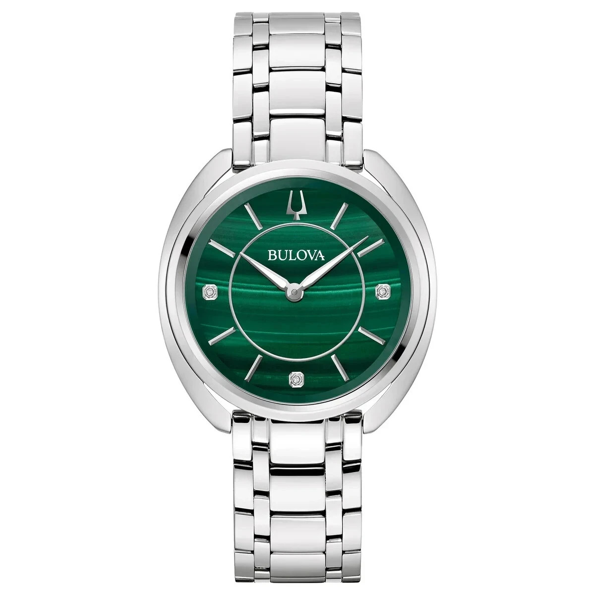 Bulova 96P256 Diamond Malachite Stainless Steel Quartz Ladies Watch