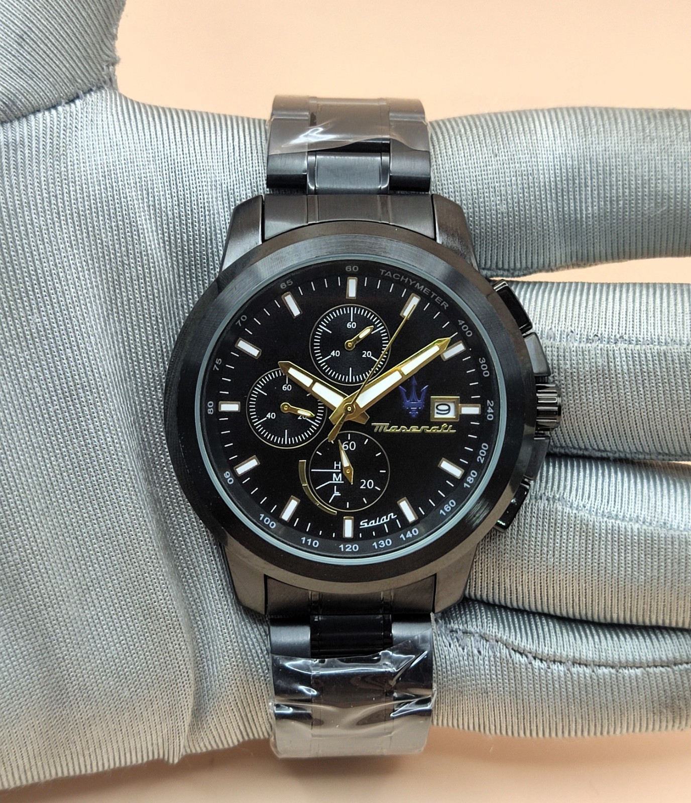 Amazing Maserati Chronograph Black Dial Analog Refurbished Men’s Wrist Watch