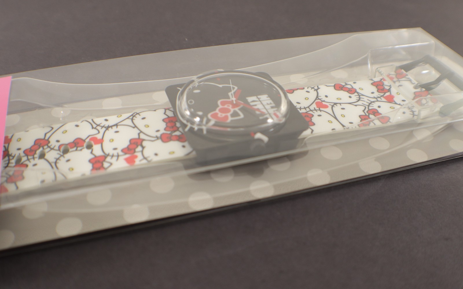 Hello Kitty WRISTWATCH White Black Red #00445-6 Sanrio Analog Original Package