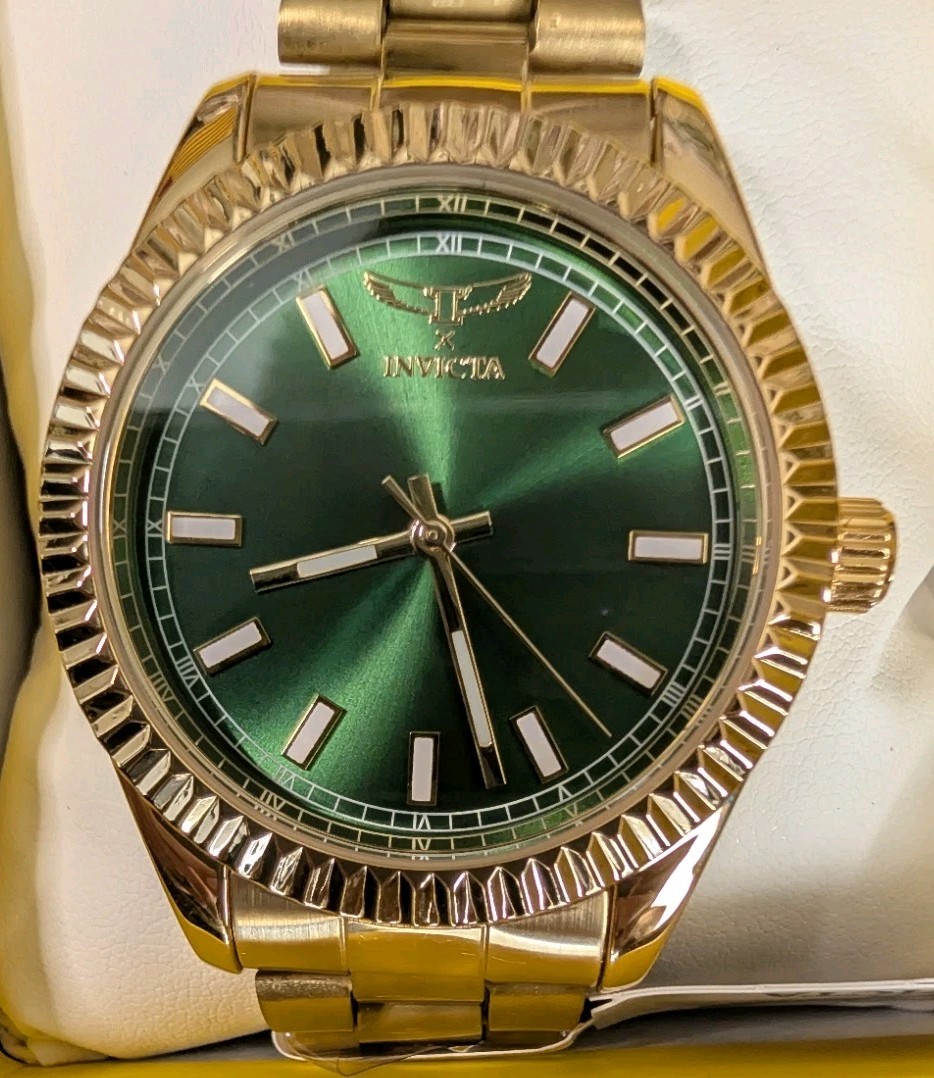 Invicta Specialty Men’s Watch (Model 69008) – Gold & Sunburst Green
