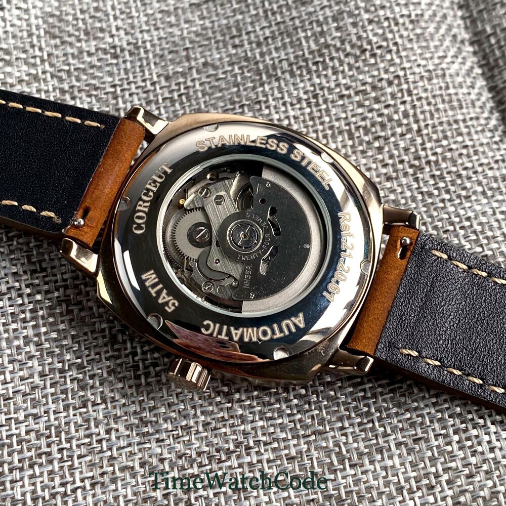 Corgeut Men’s Automatic Watch NH35A 42mm Black Luminous Dial Chapter Ring Date