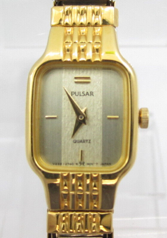 Women Pulsar Quartz WR Analog 15mm Dial Causal Tank Style Watch (G660)