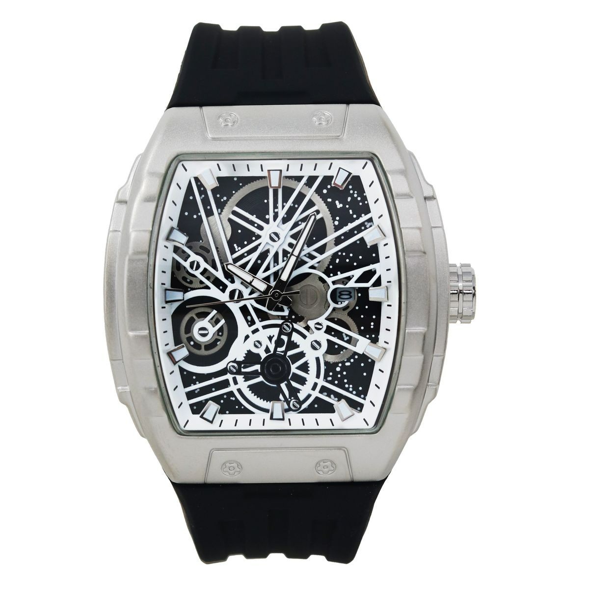 MEN’S SILICONE BAND HIP HOP STYLE WATCH LUXURY SKELECTON DIAL DESIGN FASHIONABLE