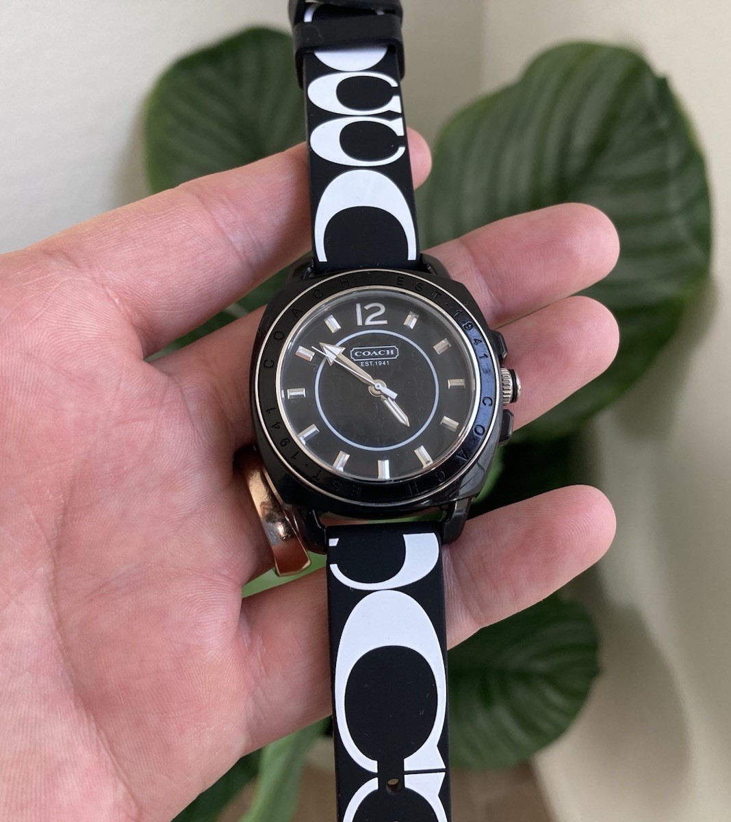 Vintage Coach Boyfriend Ladies Watch New Battery Black And White Designer Womens