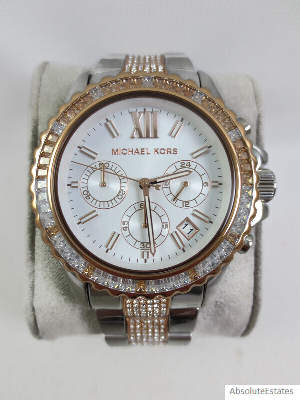NEW Michael Kors Everest Two Tone Rose Gold & Silver Chronograph Watch MK6975