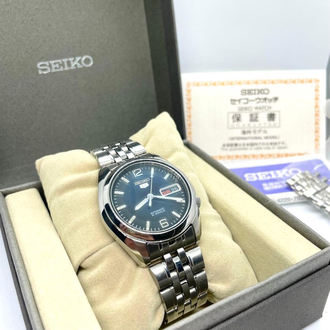 Seiko 5 Transparent back navy dial 7S26 01V0 Working Includes box From Japan