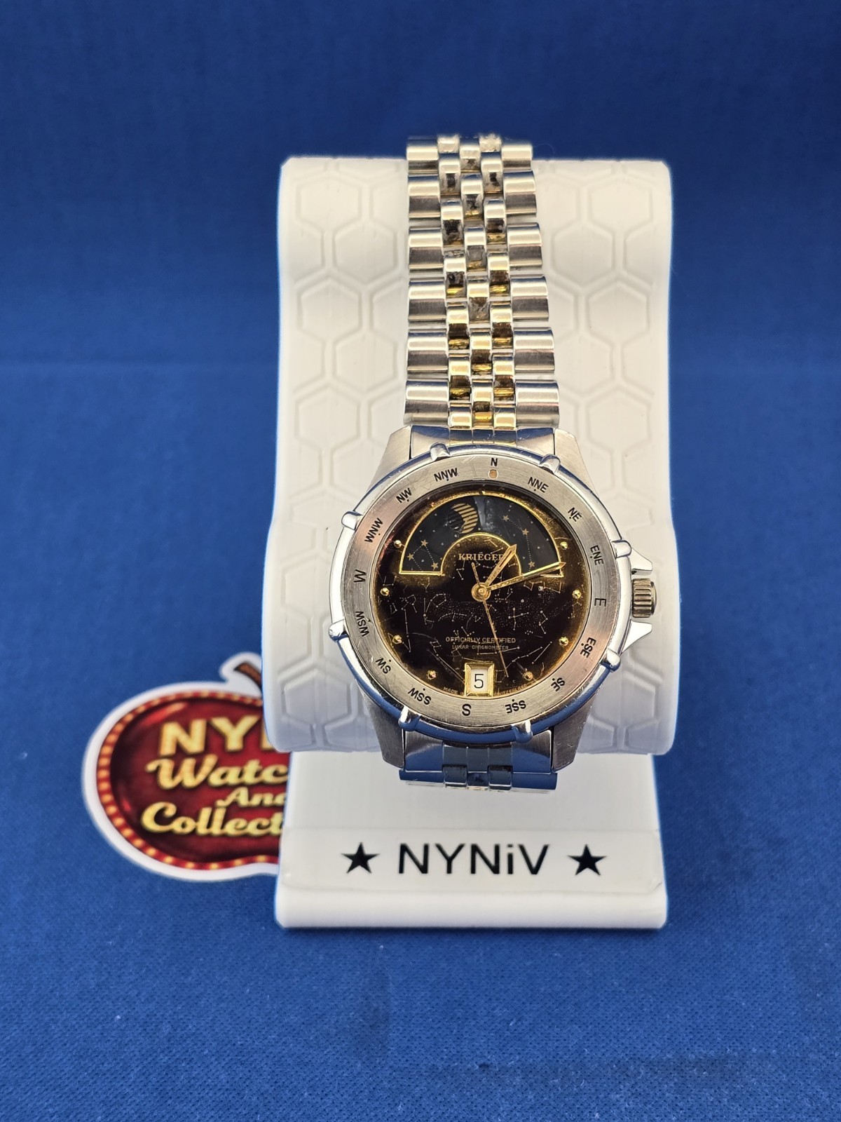 Krieger M882 Lunar Chronometer Celestial Dial Moon phase Compass Bezel Watch