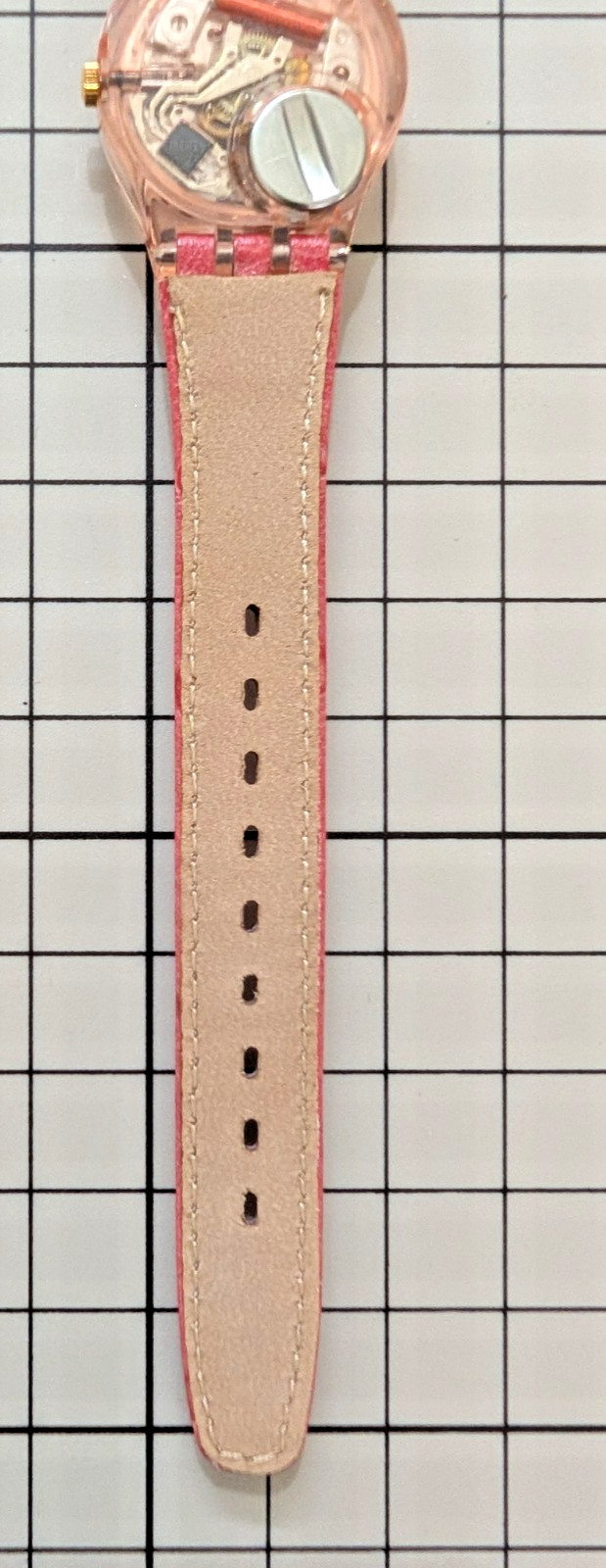Swatch Regular 1994 Strawberry LP115 Quartz Watch Pink Leather Swiss Made
