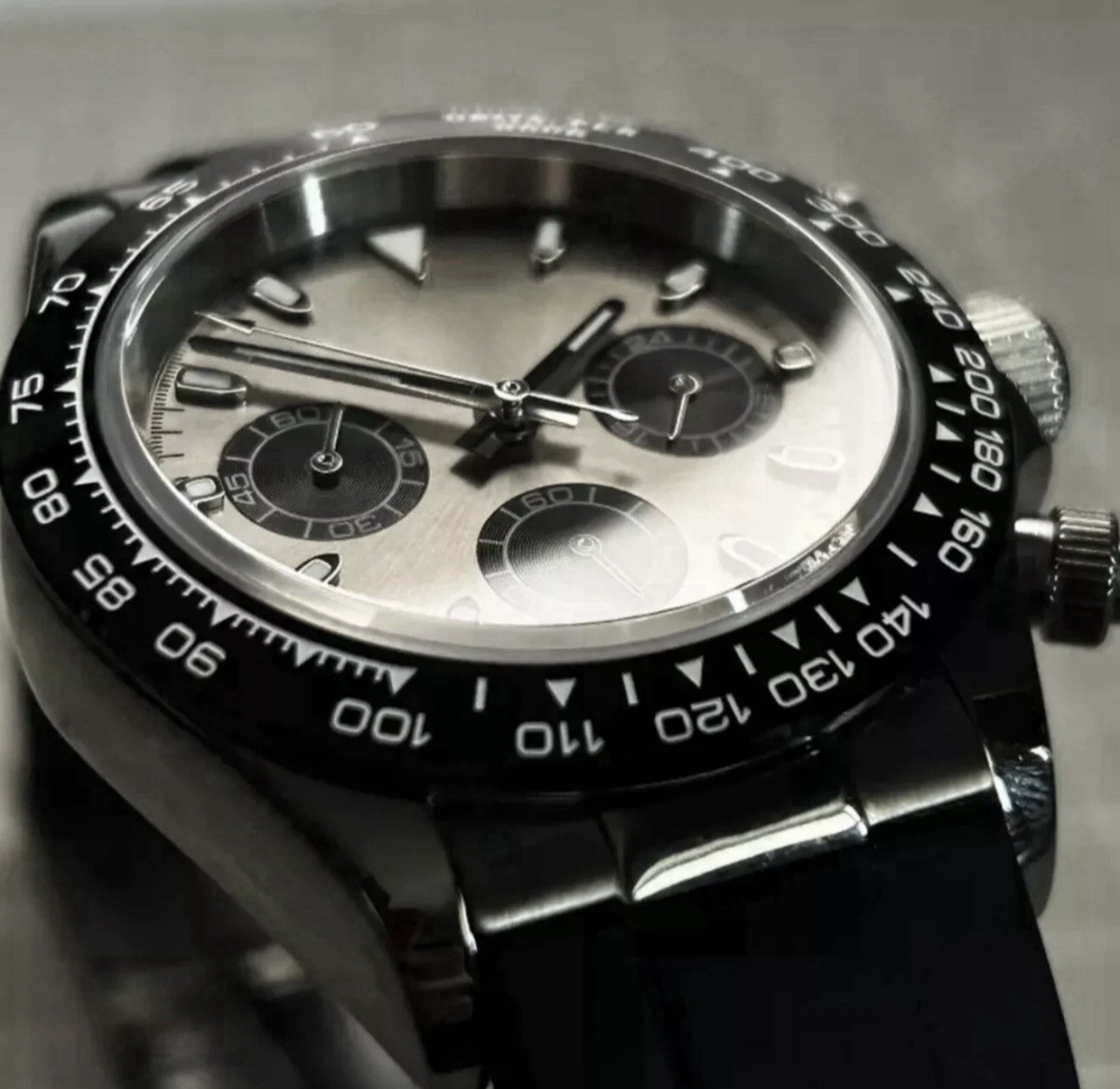Custom 39mm Grey Seitona Mod Watch Rubber Band w/ VK63 Chronograph