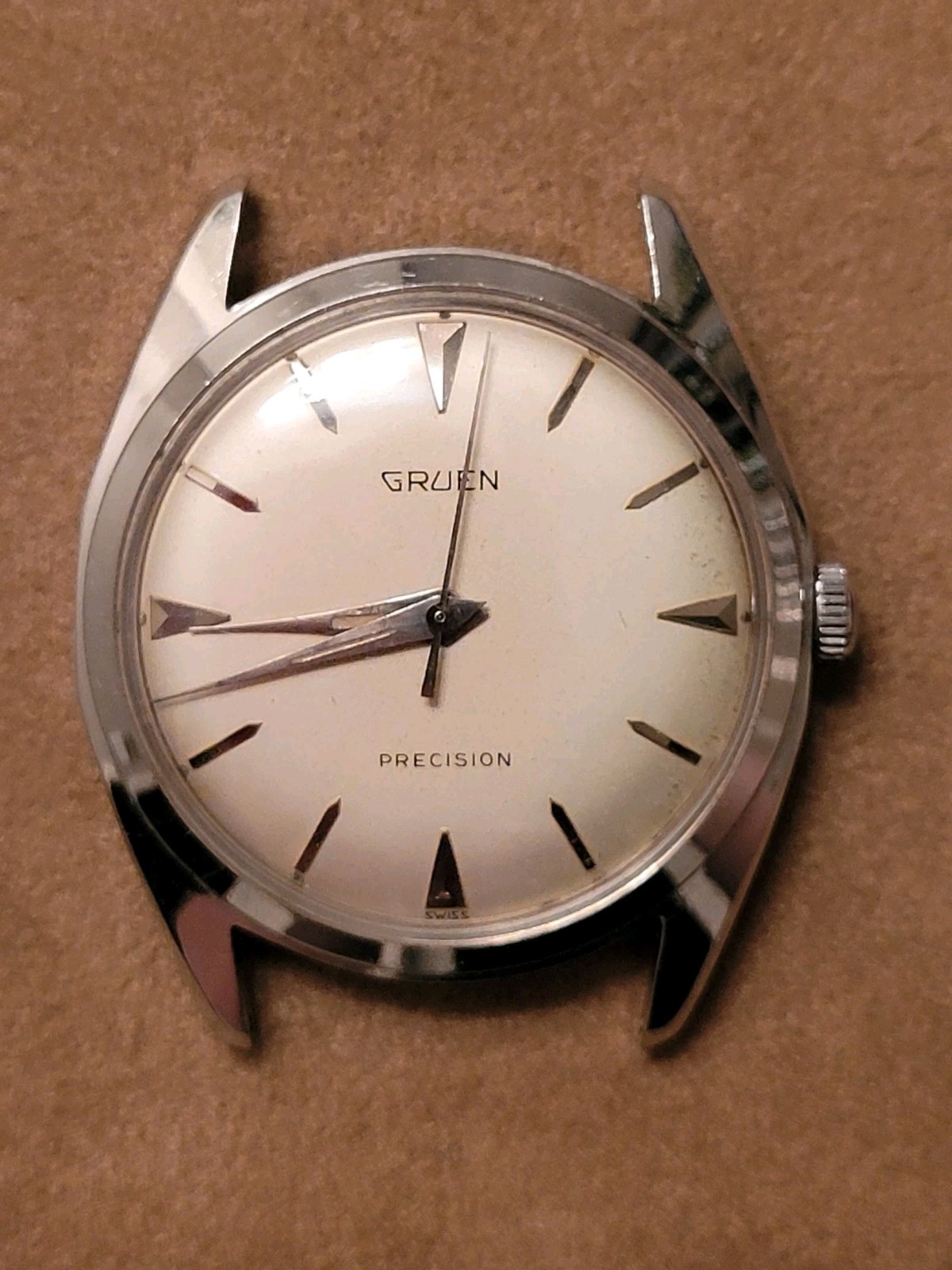 Vintage Gruen Precision Stainless Steel Watch Swiss 510 RSS? NOT RUNNING