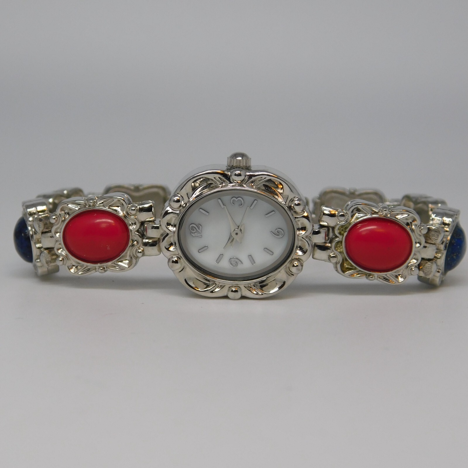 Stones Inlay Quartz Analog Women’s Watch Sz. 6 1/2″ New Battery