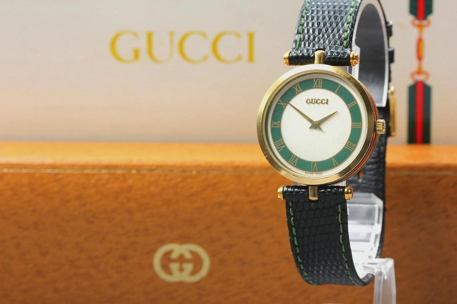 [Near MINT w/Box Paper] Vintage GUCCI 2000M 30mm Sherry Line Gold Qz Men’s Watch