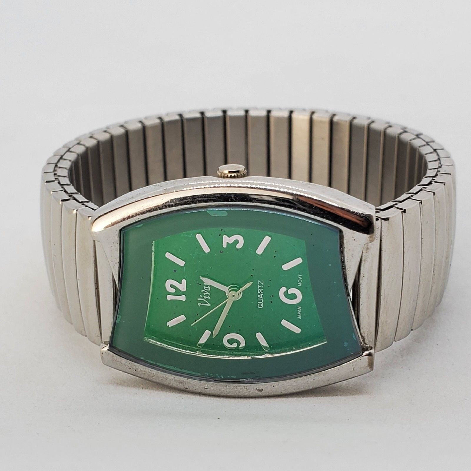 VIVANI Watch Women Dark Green Dial Gray Expandable Band 6″ New Battery