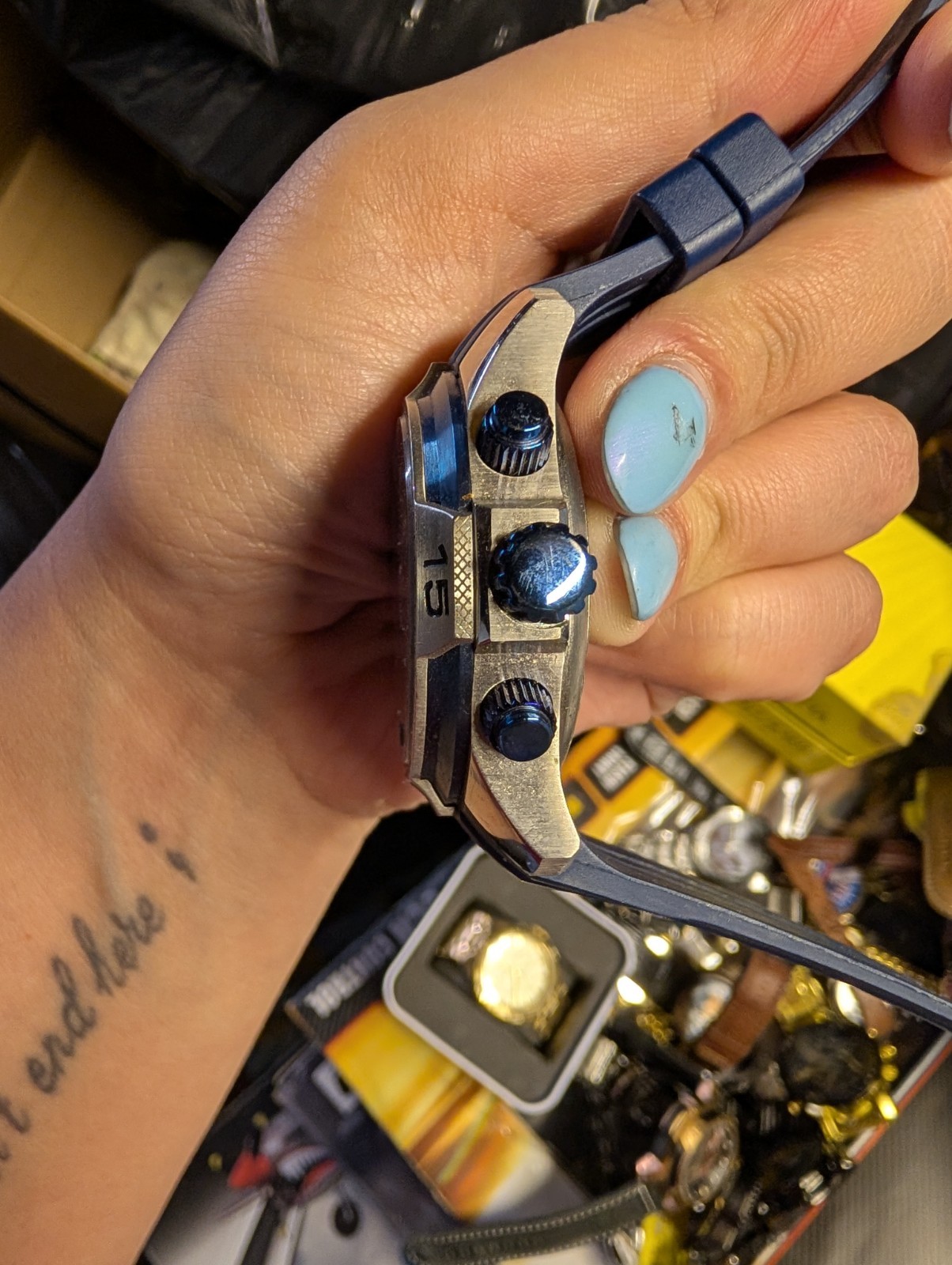 Reef Tiger Transformer Automatic Chronograph Blue Dial Rubber Strap 45mm