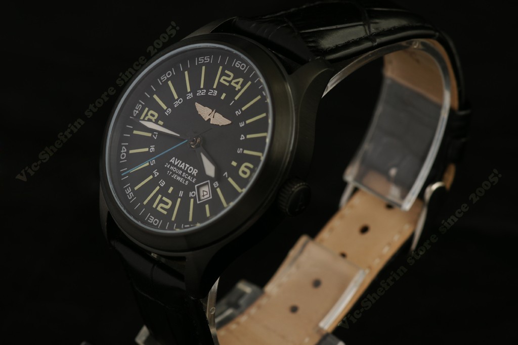 MILITARY style Automatic 24H mode mechanical watch Raketa AVIATOR Russian NOS!!