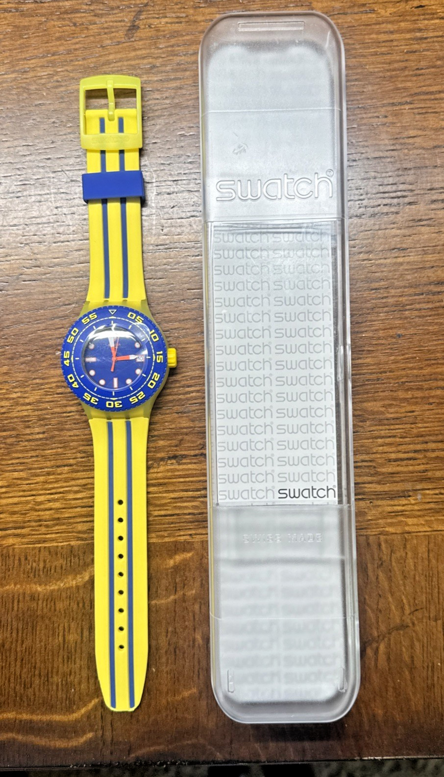 Swatch Playero / Scuba Libre 4SUUJ400 44mm Blue / Yellow – Unused w/ Box EXC