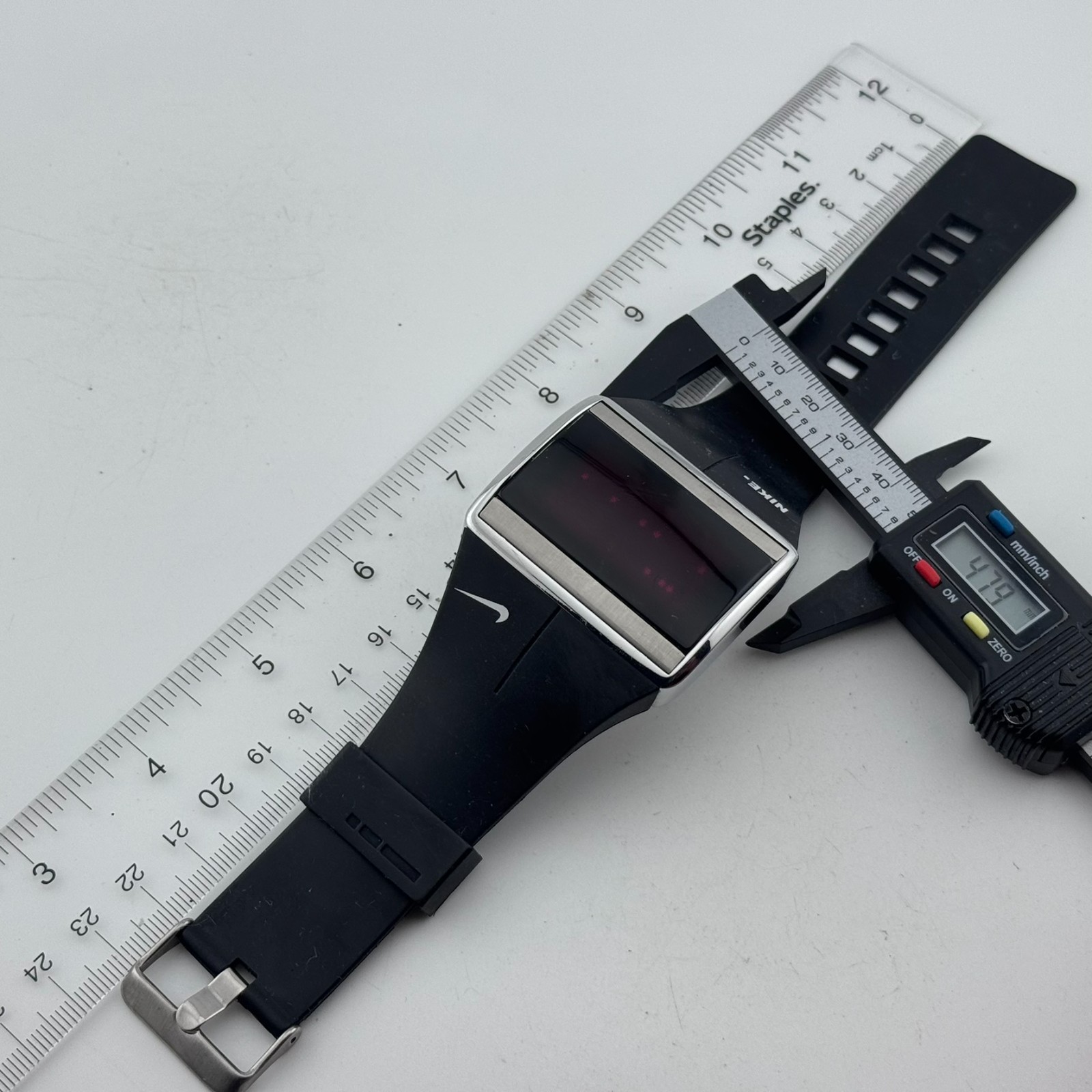 48″ Men Silver Black Rectangle Touch Red LED Digital Quartz Watch New Battery