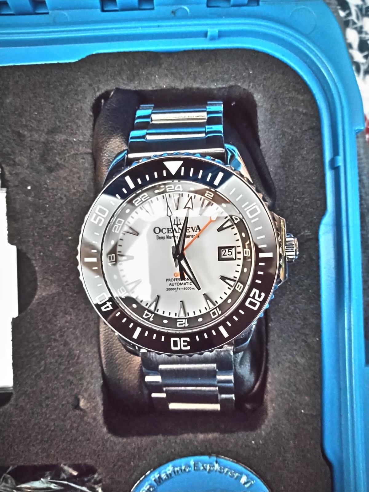 Oceaneva Deep Marine Explorer VI 6000m GMT Titanium Blue Automatic Watch