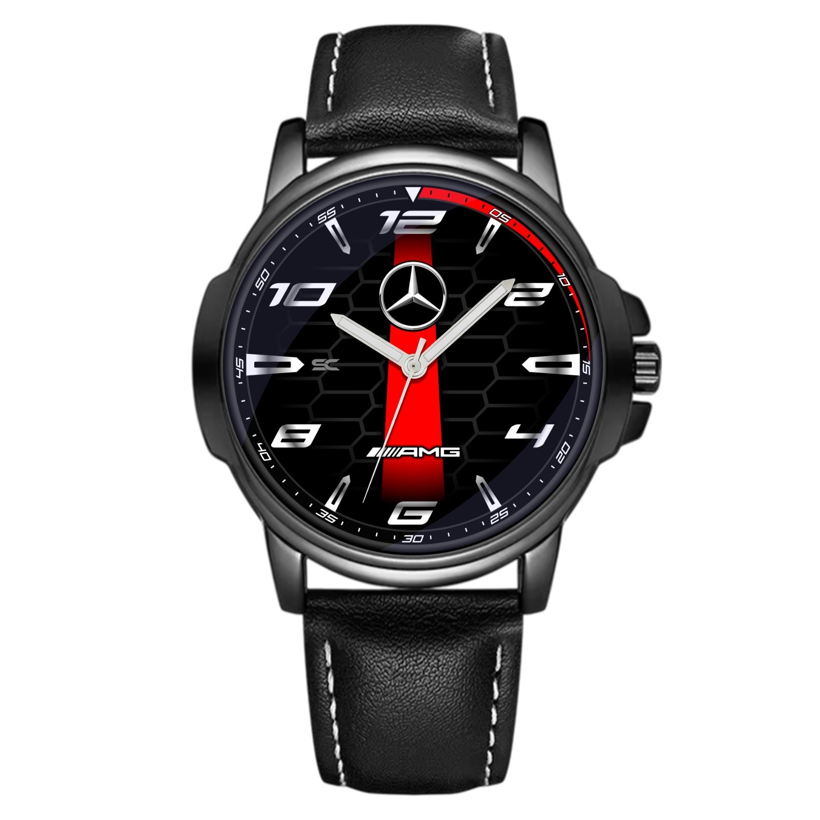 Mercedes Benz Sport AMG Heritage Stripe GT Fan Art Quartz Wrist Watch