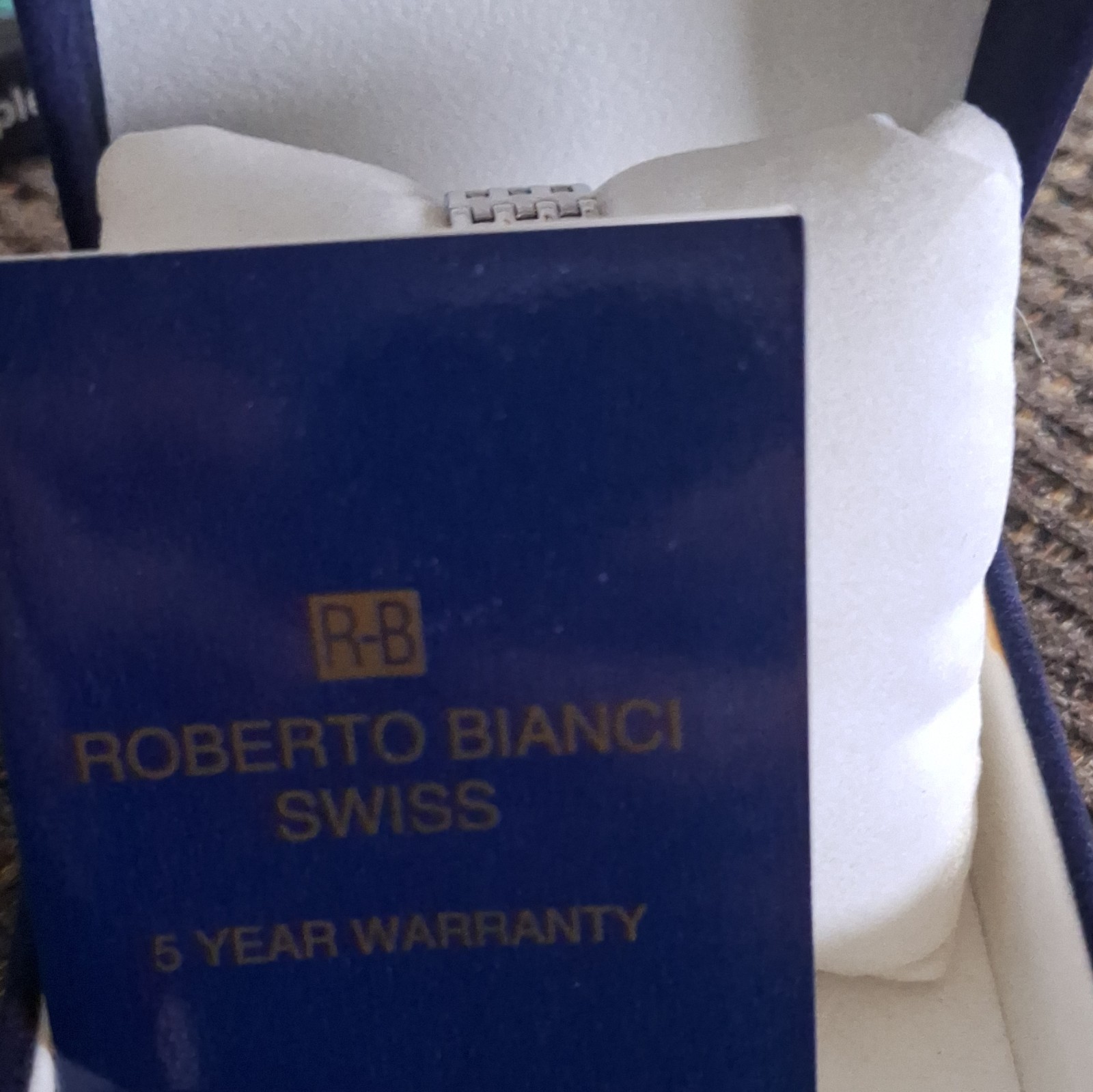 Roberto Bianci Swiss Women’s Rectangular Quartz Watch Gray Dial SS 30m Box