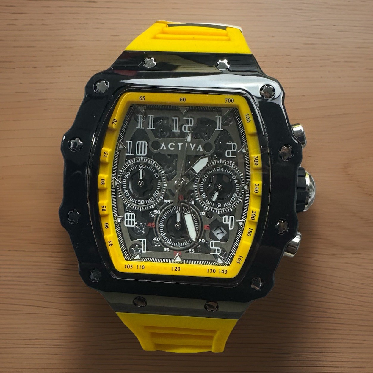 Activa Fury X Invicta Black Yellow Men’s Watch 44.3mm Skeleton Dial ACW2305-021