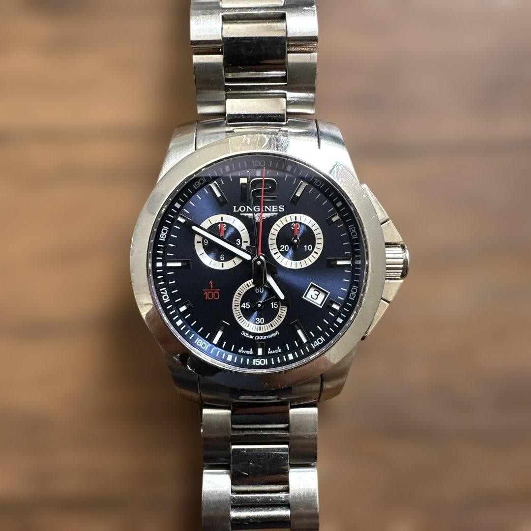 Longines Conquest Chronograph Watch Stainless Steel Mens 2 Years Used