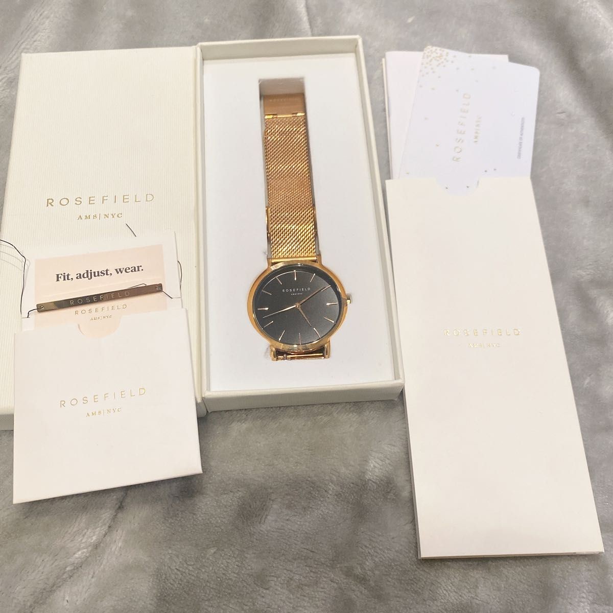 ROSEFIELD Watch Pink Gold Black AMS NYC