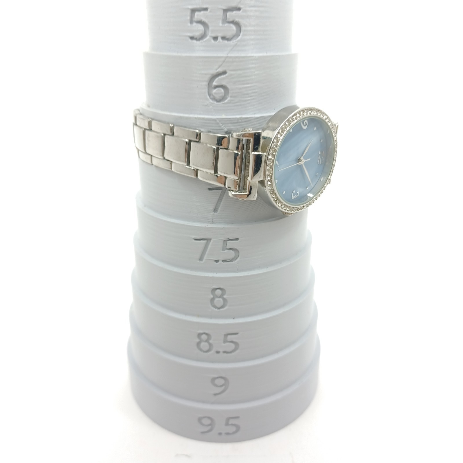 Silver Tone Blue Dial Crystal Bezel Bracelet Womens Watch New Battery ✔️