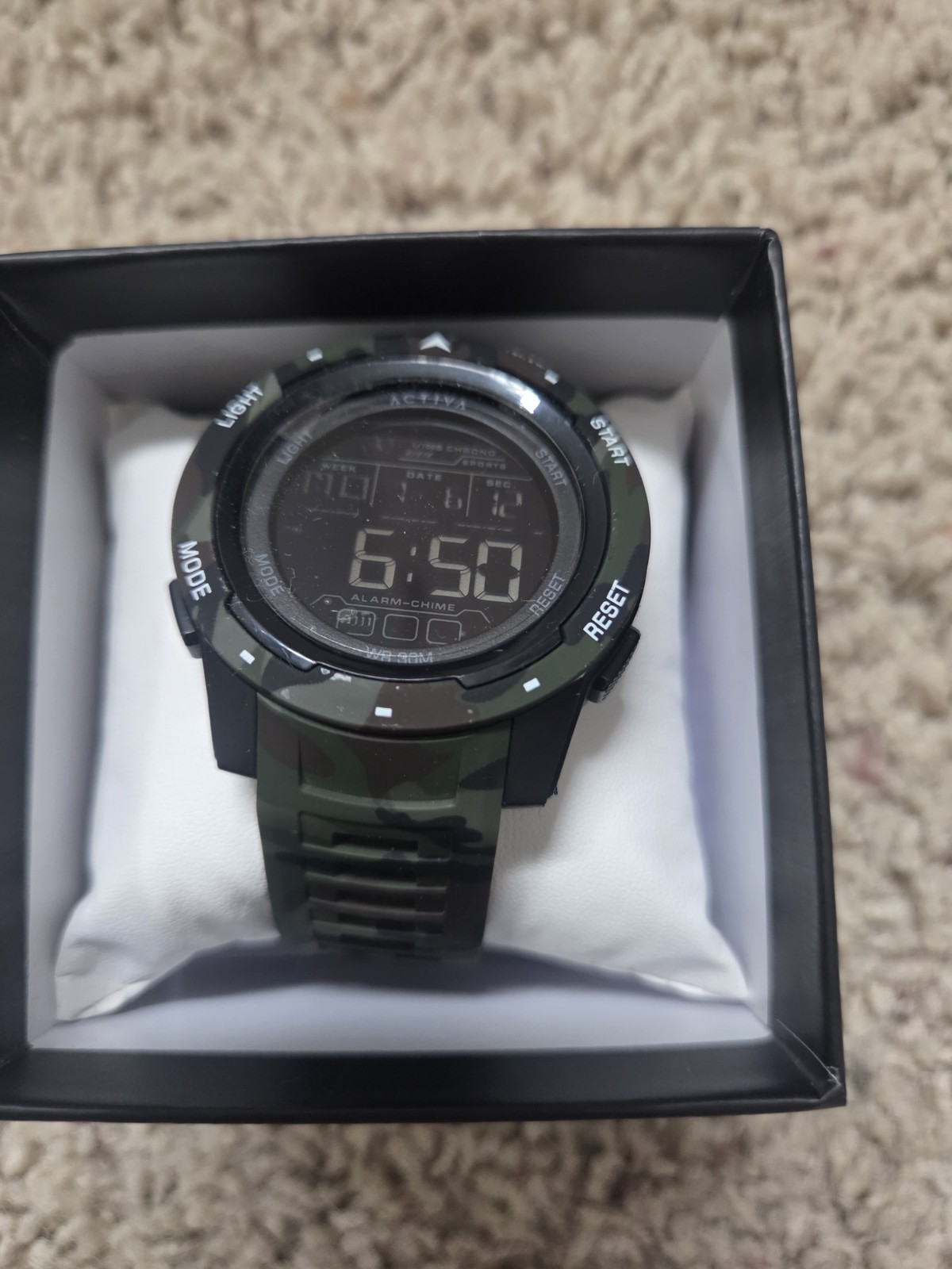 Activa Mens Digital Camo Sport Watch 50m Quartz 50mm Alarm Chrono Light Date