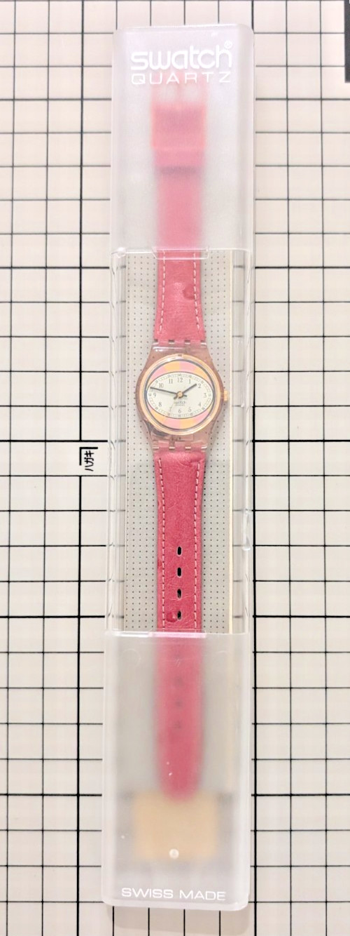 Swatch Regular 1994 Strawberry LP115 Quartz Watch Pink Leather Swiss Made