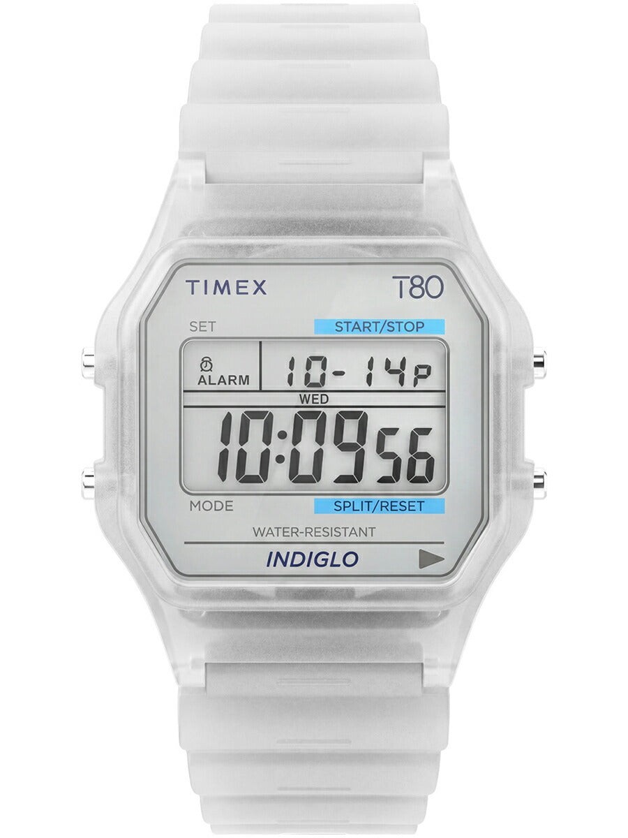 Timex T80 Translucent TW2Y36400 Digital Clear Resin 34mm Chrono Watch Japan