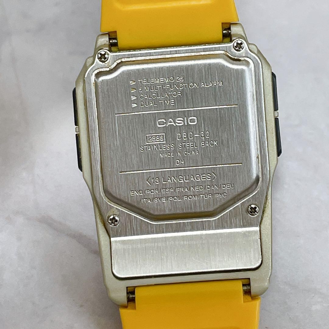 Casio DATABANK DBC-32 Digital Watch Yellow Vintage Japan 071405