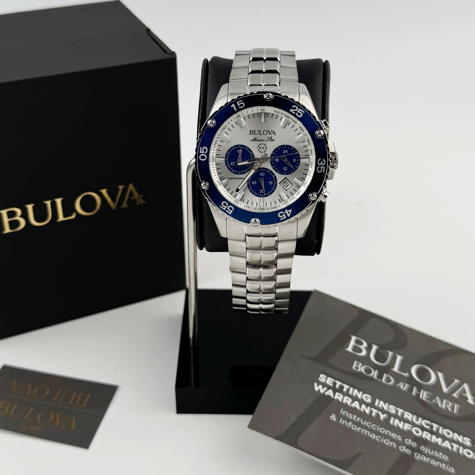 Bulova 98B423 Marine Star Chronograph Silver White dial stainless Men’s Watch