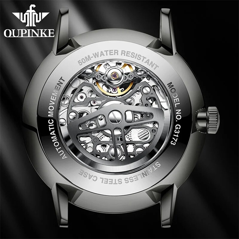 Automatic Mechanical Watch Men’s Waterproof Luxury Men Leather Strap