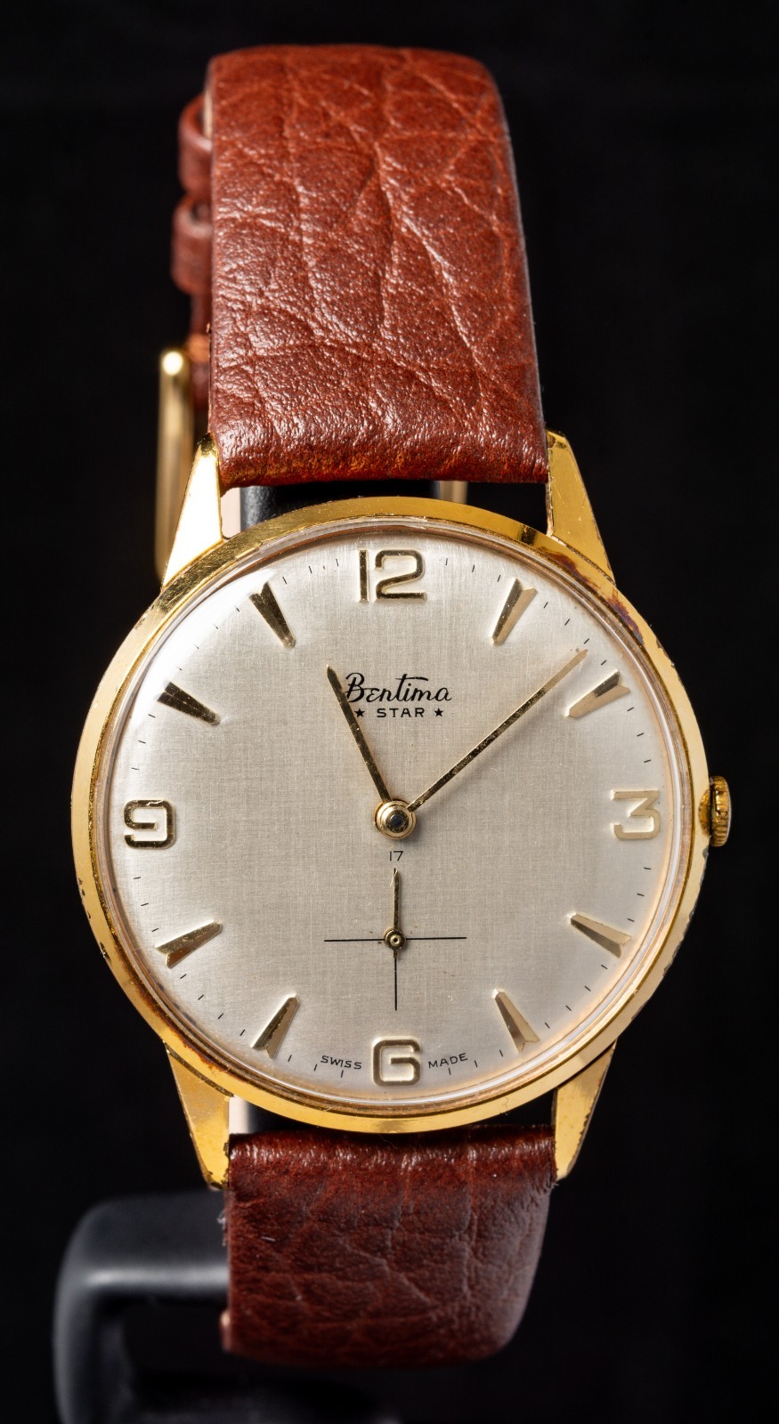 Bentima Star Linen Dial Men’s Hand-Wind AS 1526 Vintage Swiss Watch — Working