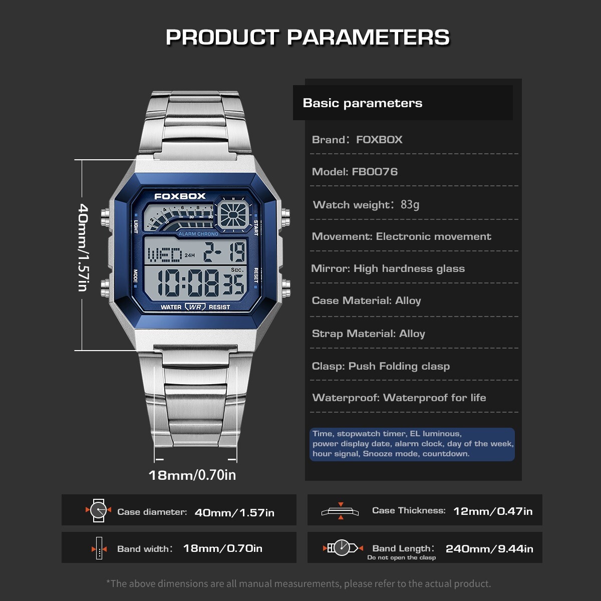 Luxury Men Watch Quartz Digital Luminous Date Alarm Waterproof Man Wristwatch