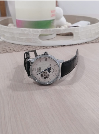 Orient Sun & Moon Automatic Watch – Semi‑Skeleton Dial, Luxury Men’s Mechanical.