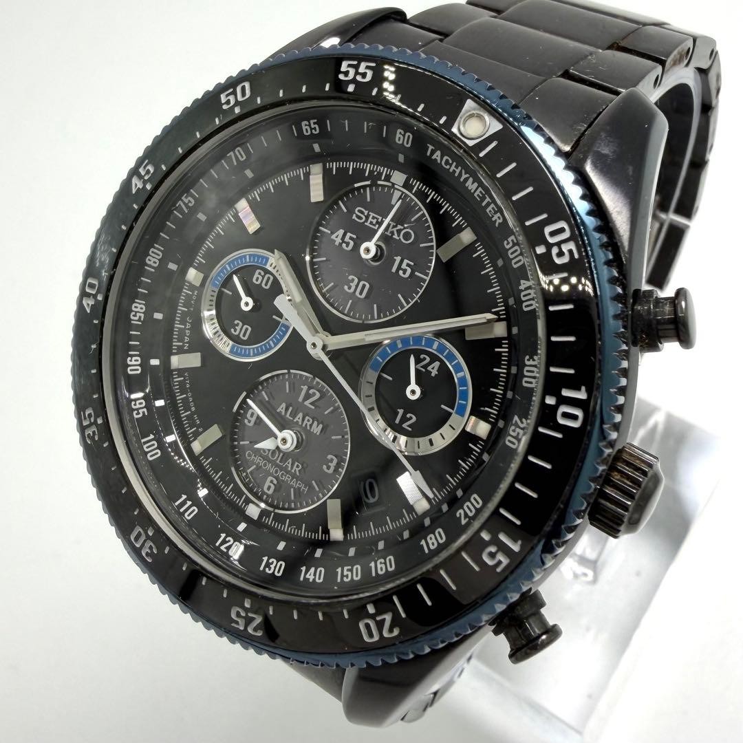 Seiko Prospex V174-0AE0 Black Dial 40mm 18cm Date Indicator Chronograph Solar