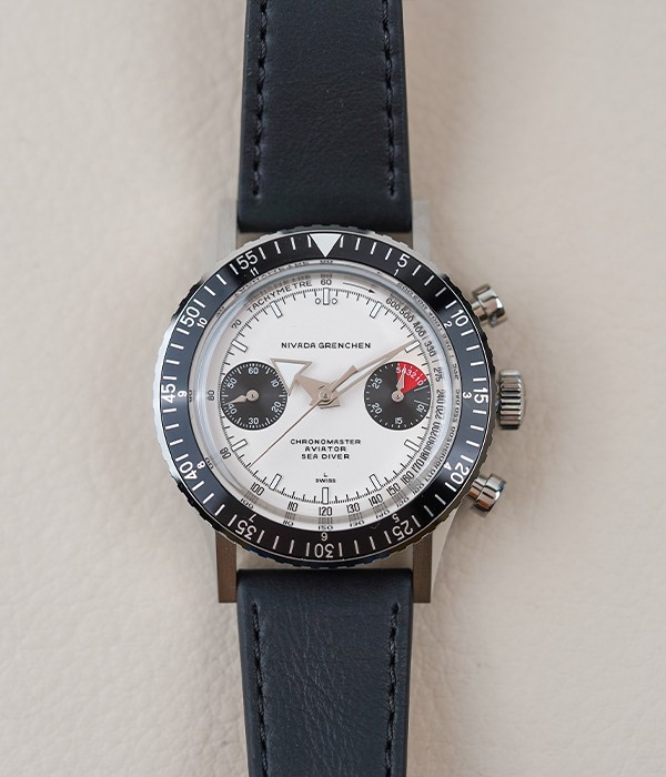 Nivada Grenchen Chronomaster White Panda Inter.Bezel 86010WM03LC Men’s Watch