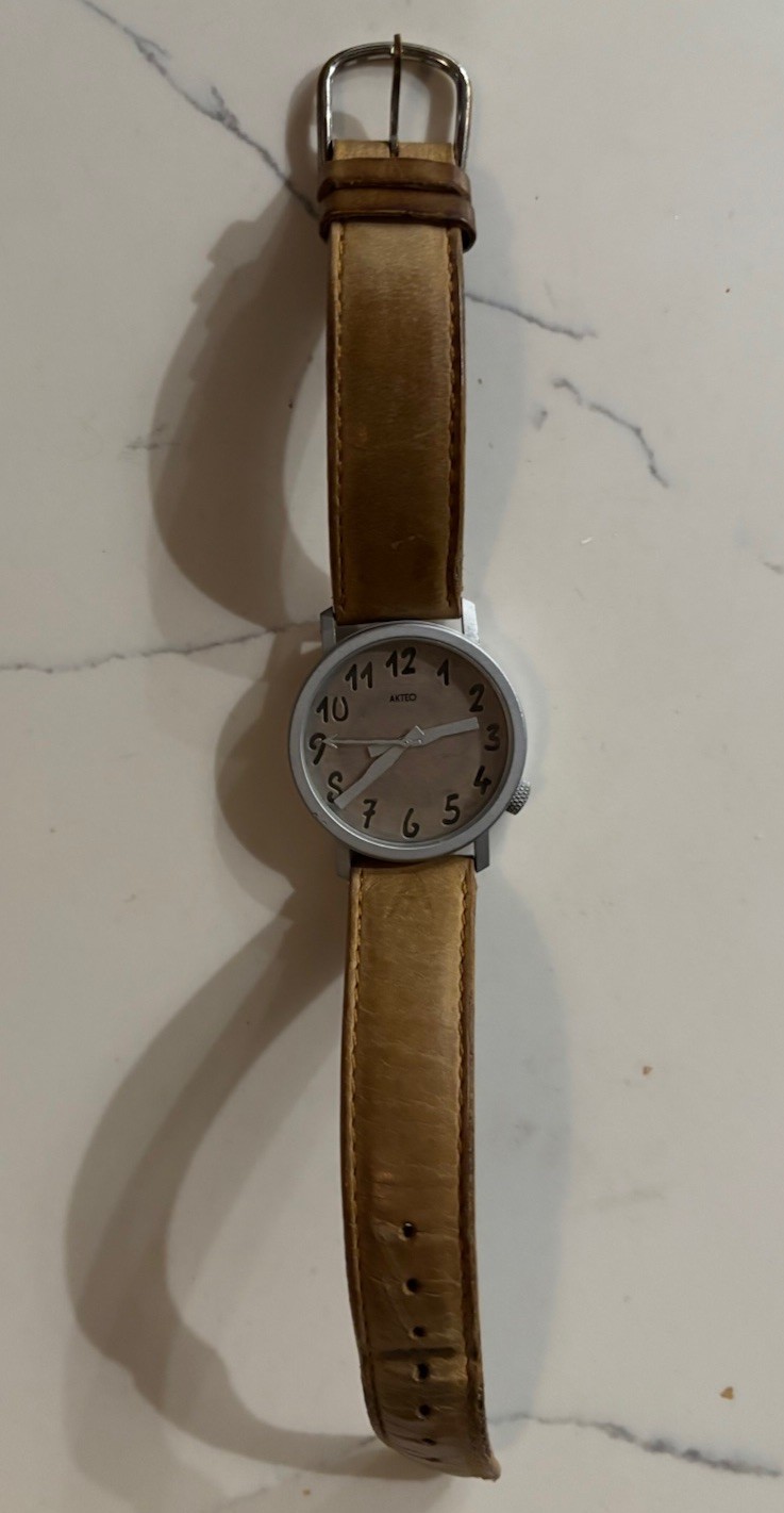 AKTEO France Silver Tone Stainless Steel Watch Unisex Transparent Back Vintage