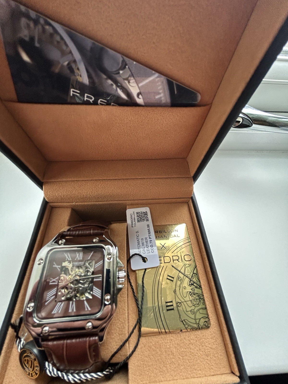 Fredrick Watch Automatic Brand New With Box And Tags Brown Leather Strap